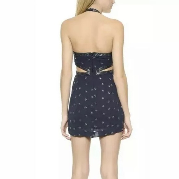 Free People Navy Blue Beaded Cutout Mini Club Dress - Picture 13 of 13
